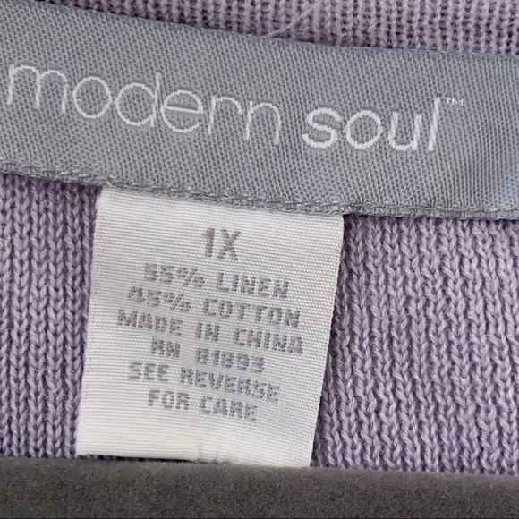 Modern Soul Lilac Cropped Sweater Crochet Detail QVC 1X New‎ - Picture 3 of 8